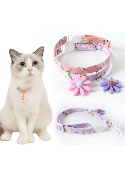 B-02 Stili Kediler Çan ile Tasmalar Evcil Ayarlanabilir Kolye Papatya Çiçek Desen Köpek Toka Yaka Pet Kurşun Tasmalar Yavru Kedi Malzemeleri (Yurt Dışından) fiyatları