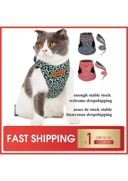 Kırmızı Stil S Beden Japon Tarzı Kedi Yelek Koşum Tasma Seti Nefes Alabilir Örgü Yelek Yaka Kediler Için Açık Yavru Kedi Yürüyüş Tasma (Yurt Dışından) fiyatları