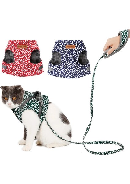 Kırmızı Stil S Beden Japon Tarzı Kedi Yelek Koşum Tasma Seti Nefes Alabilir Örgü Yelek Yaka Kediler Için Açık Yavru Kedi Yürüyüş Tasma (Yurt Dışından) fırsatları