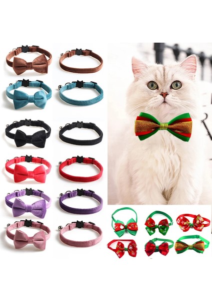 Noel-23 Tarzı Noel Kadife Kedi Yaka Papyon Ilmek Yavru Chihuahua Yaka Ayarlanabilir Güvenlik Toka Kediler Papyon Evcil Aksesuarlar (Yurt Dışından) fiyatları