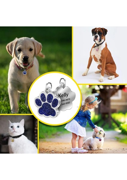 Mavi Stil Özel Metin Kişiselleştirilmiş Köpek Kedi Etiketleri Oyulmuş Kedi Köpek Yavrusu Evcil Hayvan Kimliği Adı Yaka Etiketi Kolye Evcil Hayvan Aksesuarları Paw Glitter Kolye (Yurt Dışından) fiyatları