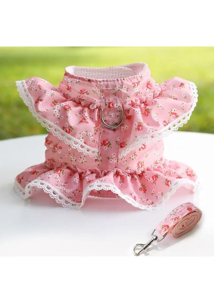 Pembe Stil S Beden Tasma ile Kedi Köpek Koşum Pet Çiçek Dantel Elbise Köpek Yavrusu Ayarlanabilir Yelek Yaka Açık Yürüyüş Chihuahua Schnauzer (Yurt Dışından)