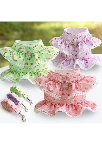 Pembe Stil S Beden Tasma ile Kedi Köpek Koşum Pet Çiçek Dantel Elbise Köpek Yavrusu Ayarlanabilir Yelek Yaka Açık Yürüyüş Chihuahua Schnauzer (Yurt Dışından) fiyatları