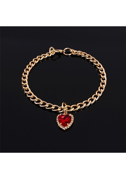 Kırmızı Stil Uzunluk 30-40CM Kalp Şekli Rhinestone Kolye Pet Yaka Tatil Parti Evcil Hayvanlar Için Yaka Altın Renk Zincir Kediler Köpek Malzemeleri Aksesuarları (Yurt Dışından)
