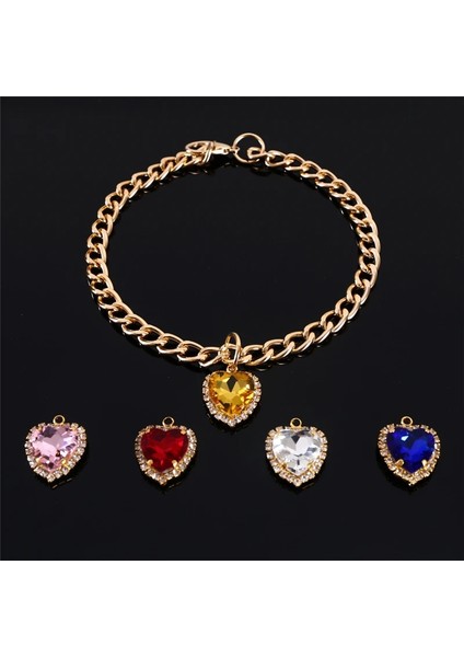 Kırmızı Stil Uzunluk 30-40CM Kalp Şekli Rhinestone Kolye Pet Yaka Tatil Parti Evcil Hayvanlar Için Yaka Altın Renk Zincir Kediler Köpek Malzemeleri Aksesuarları (Yurt Dışından) modelleri