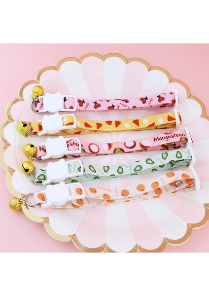 Gümüş Tarzı Meyve Baskı Çanlı Kedi Tasmaları Kullanışlı Kedi Yaka Ayrılıkçı Pet Köpek Kolye Boyun Askısı Kediler Aksesuarları (Yurt Dışından) fırsatları