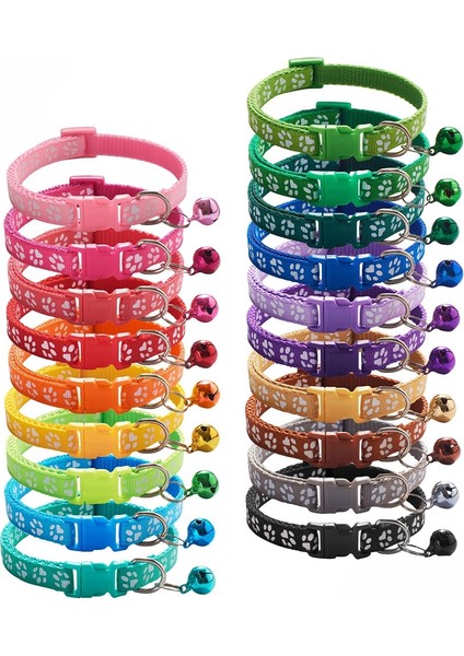 Renk 10 Tarzı Boyun Çevresi 19-32CM Collier Dökün Chiot Yaka Kedi Pet Kedi Kolye Yaka Çan ile Sevimli Pençe Baskı Yavru Kedi Için Ayarlanabilir Naylon Şerit Boyun Askısı (Yurt Dışından)