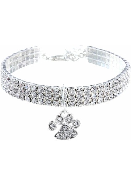 Beyaz Stil L Beden Elmas Kakma Pet Kedi Yaka Pety Kristal Elastik Kediler Yaka Ayak Izleri Aksesuarları Yavru Köpek Yaka Kedi Kolye (Yurt Dışından)