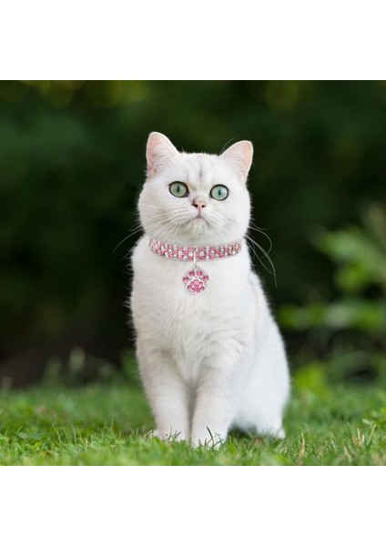 Beyaz Stil L Beden Elmas Kakma Pet Kedi Yaka Pety Kristal Elastik Kediler Yaka Ayak Izleri Aksesuarları Yavru Köpek Yaka Kedi Kolye (Yurt Dışından) modelleri