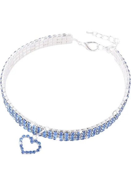 Mavi Stil L Beden Kedi Tasması Küçük Köpek Kolye Rhinestone Bling Kalp Kolye ile Elmas Yaka Pet Supplieuahua Kedi Yavrusu Köpek (Yurt Dışından)