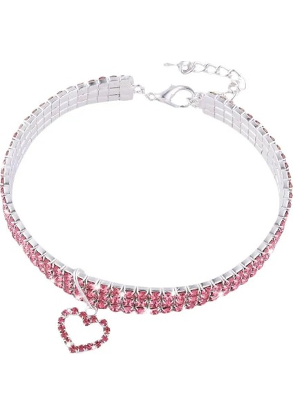 Pembe Tarzı M Beden Kedi Tasması Küçük Köpek Kolye Rhinestone Bling Kalp Kolye ile Elmas Yaka Pet Supplieuahua Kedi Yavrusu Köpek (Yurt Dışından)