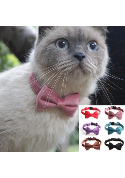 No.6 Tarzı Kadife Kedi Yaka Düz Renk Ilmek Yavru Chihuahua Çan Ayarlanabilir Emniyet Toka Evcil Aksesuarları ile Chihuahua Yaka 28 cm Uzun 1 Adet (Yurt Dışından) fiyatları
