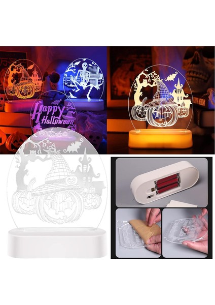 Cadılar Bayramı LED Dizi Işıkları Cadılar Bayramı Dekoratif Işıklar 3D Süsler Gece Işıkları Kabak Işıkları Pil Işıkları Doğum Günü Süslemeleri (F, B) (Yurt Dışından)