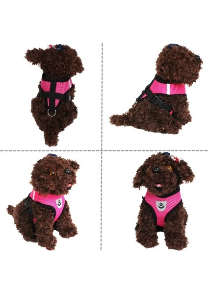 Pembe Tarzı S Beden Yansıtıcı Kedi Köpek Ayarlanabilir Koşum Yelek Yürüyüş Kurşun Tasma Naylon Örgü Yavru Yavru Köpek Pet Giysileri Göğüs Kemeri Açar (Yurt Dışından)
