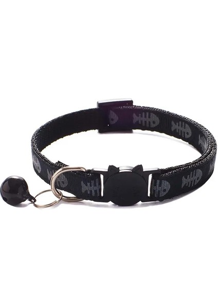 Siyah Stil Ayarlanabilir Kedi Yaka Sevimli Kılçık Baskı Breakaway Naylon Pet Köpek Köpek Yavru Kedi Yaka Çan cm 1.0cm ile (Yurt Dışından)