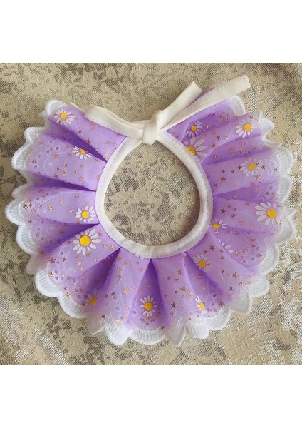 Mor Tarzı M Beden Pet Önlükler Kedi Yavrusu Çiçek Dantel Yay Çan Yaka Dize Önlük Renkli Kolye Boyun Askısı Moda Pet Boyun Dekor Yaka (Yurt Dışından)