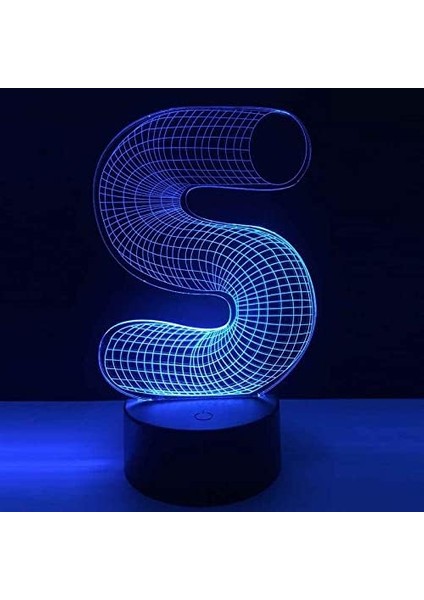 Noel Lambaları 3D Illusion Optik Gece Lambası S Harfi, Led'li Masa Lambası Aydınlatma Gece Lambası 16 Renk Dokunsal Kontrol Lambası Başucu Dekorasyonu (Yurt Dışından)