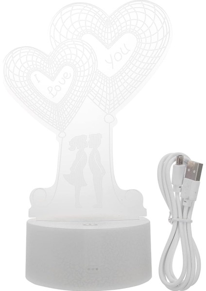3D Kalp LED Gece Lambası Çift Illusion Lambası ile 3D Kalp 7 Renk Değiştirme Dokunmatik Kontrol Atmosfer Işığı Masaüstü Yatak Odası Süsleme Düğün Için Sevgililer Günü Hediyesi (Yurt Dışından)