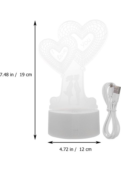 3D Kalp LED Gece Lambası Çift Illusion Lambası ile 3D Kalp 7 Renk Değiştirme Dokunmatik Kontrol Atmosfer Işığı Masaüstü Yatak Odası Süsleme Düğün Için Sevgililer Günü Hediyesi (Yurt Dışından)