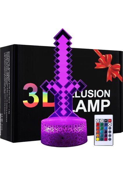 3D Illusion Gece Lambası, 16 Renk Değişimi Uzaktan Kumandalı LED Masa Lambası, Doğum Günü Noel Ürün Hediyeleri Çocuklar, Erkek, Kız, Hayranlar Için Yatak Odası Dekorasyon Malzemesi (Yurt Dışından)