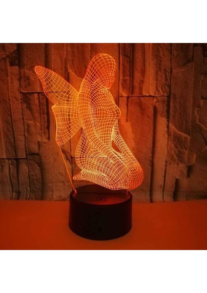 Lamba 3D LED Melek Kız Gece Lambası, Komidin 16 Renk Değiştirme Atmosfer Lambası Çocuklar Için USB Kablosu ile Yatak Odası Dekorasyonu Noel Doğum Günü Hediyesi (Yurt Dışından)