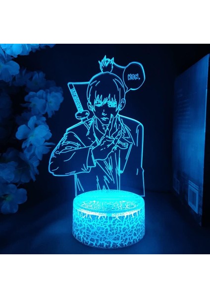 Testere Adam Anime 3D Erkek Için Gece Lambası 16 Renk Kız Odası Dekoru Illusion LED Lamba USB Manga Pochita Şekil Uygun Çocuklar Fanlar Yılbaşı Hediyeleri (Lav Lambası) (Yurt Dışından)
