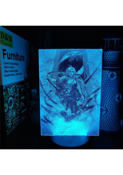 Fuiimetal Alchemist Anime 3D Erkek Için Gece Lambası 16 Renk Kız Odası Dekoru Illusion LED Lamba USB Manga Edward Elric Şekil Uygun Çocuk Hayranları Yılbaşı Hediyeleri (Siyah) (Yurt Dışından)