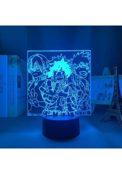My Hero Academia Anime 3D Erkek Için Gece Lambası 16 Renk Kız Odası Dekor Illusion LED Lamba USB Manga Shoto Todoroki Şekil Uygun Çocuklar Hayranlar Yılbaşı Hediyeleri (Yurt Dışından)