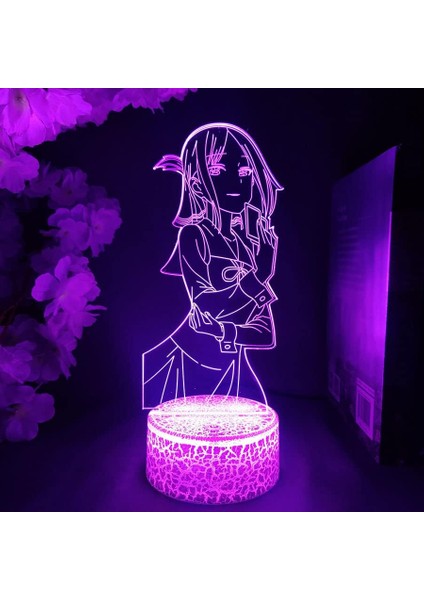 Aşk Savaş Anime 3D Erkek Için Gece Lambası 16 Renk Kız Odası Dekor Illusion LED Lamba USB Manga Kaguya Sama Şekil Uygun Çocuklar Hayranlar Noel Hediyeleri (Lav Lambası) (Yurt Dışından)
