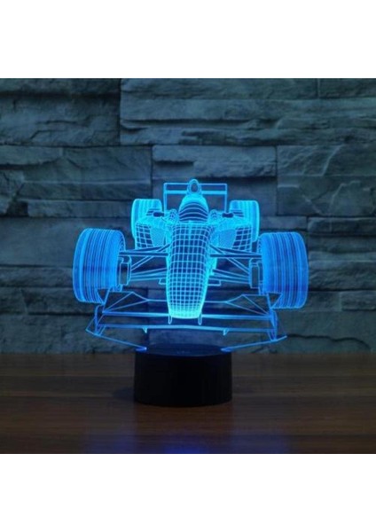 Araba Yarışı 3D Illusion LED Renkli LED Işık Gece Lambası Akıllı Dokunmatik USB Masa Lambası (Yurt Dışından)