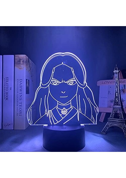 Büyük Boy 3D Lamba Katara Avatar Ev Dekorasyonu Için Son Hava Bükücü Doğum Günü Hediyesi LED Gece Lambası Avatar Oda Dekoru Işık Katara (Renk: C) (Yurt Dışından)