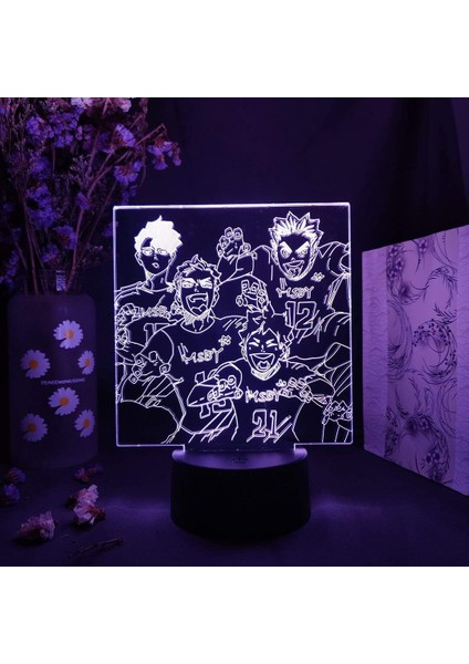 Haikynn Anime 3D Gece Lambası Boy Için 16 Renkler Kız Odası Dekoru Illusion LED Lamba USB Manga Tobio Şekil Uygun Çocuklar Fanlar Yılbaşı Hediyeleri (Siyah Lamba) (Yurt Dışından)
