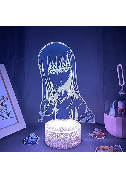 Steins Gate Anime 3D Erkek Için Gece Lambası 16 Renk Kız Odası Dekor Illusion LED Lamba USB Manga Makise Kurisu Şekil Uygun Çocuklar Hayranlar Noel Hediyeleri (Lav Lambası) (Yurt Dışından)