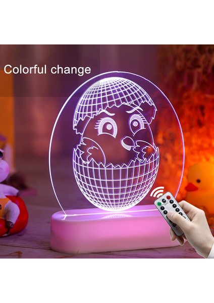 3D Tavşan Paskalya LED Gece Lambası,gece Lambası 3D Görsel Efekt Narin Çekici Akrilik Kırık Civciv Sıcak Beyaz Işık Paskalya LED Gece Lambası Ev Masası Dekoru 1 A (Yurt Dışından)