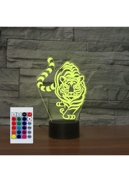 Çocuklar Için Gece Lambası 3D Kaplan LED Lamba Uzaktan Kumanda ile 16 Renk Değiştirme Noel Doğum Günü Hediyesi Çocuk Için (Yurt Dışından)