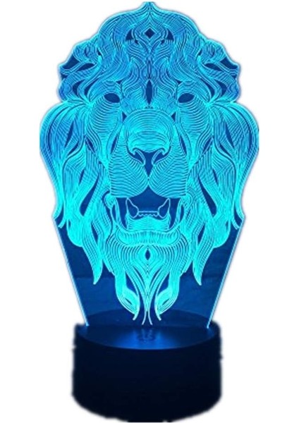 Aslan Yüzü Gece Lambası 7 Renk Değiştiren Hayvan LED Gece Işıkları 3D LED Masa Masa Lambası Ev Dekorasyonu Olarak (Yurt Dışından)