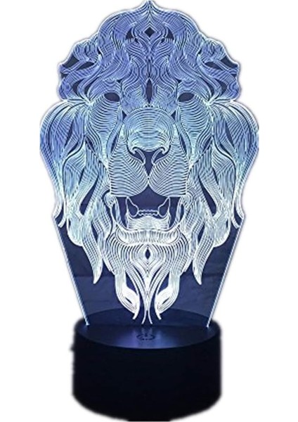 Aslan Yüzü Gece Lambası 7 Renk Değiştiren Hayvan LED Gece Işıkları 3D LED Masa Masa Lambası Ev Dekorasyonu Olarak (Yurt Dışından)