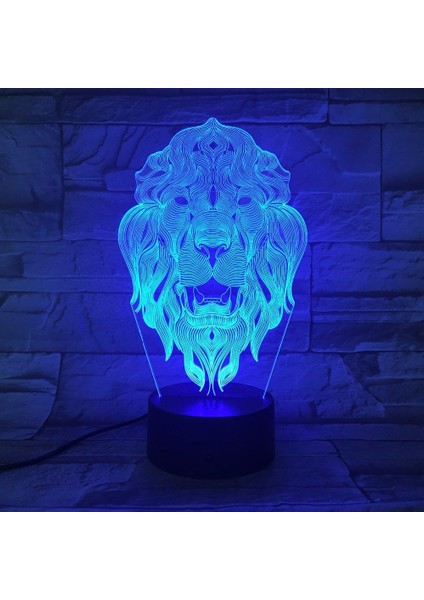 Aslan Yüzü Gece Lambası 7 Renk Değiştiren Hayvan LED Gece Işıkları 3D LED Masa Masa Lambası Ev Dekorasyonu Olarak (Yurt Dışından)
