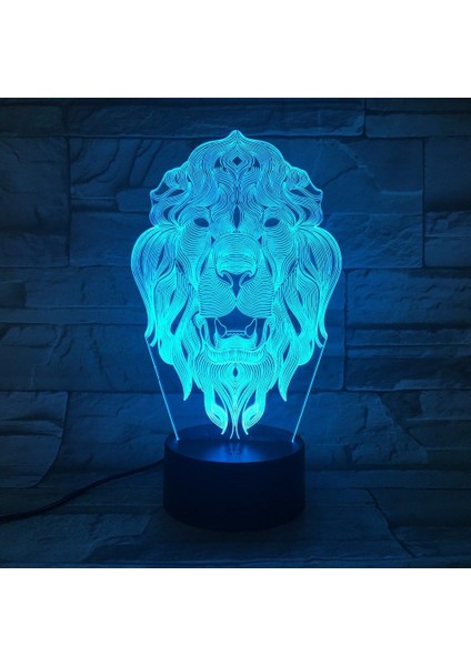 Aslan Yüzü Gece Lambası 7 Renk Değiştiren Hayvan LED Gece Işıkları 3D LED Masa Masa Lambası Ev Dekorasyonu Olarak (Yurt Dışından)