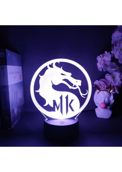 Oyun Mortal Kombated Hayranları Için 3D Gece Lambası 16 Renk Dekor Illusion Uzaktan Kumandalı LED Lamba, Oyun Figürü Noel Hediyesi Oyuncaklar Çocuklar / Erkekler (Düz Siyah) (Yurt Dışından)