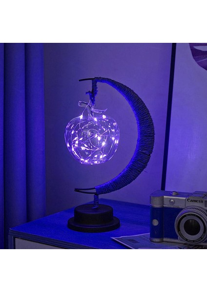 LED Dekoratif Lamba Masa Lambası 3D Sihirli Ay Işığı Ferforje Gece Lambası Noel Ev Dekorasyonu Doğum Günü Hediyesi USB Güç Kaynağı 5.5 * 5.1 * 11 Inç (Mavi) (Yurt Dışından)