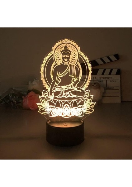 Fanlar Için Buddhaed 3D Nightlight 16 Renkler Dekor Illusion Uzaktan Kumandalı LED Lamba Sakyamuni Şekil Noel Hediyesi Oyuncaklar Çocuklar/erkekler (Katı Siyah) (Yurt Dışından)