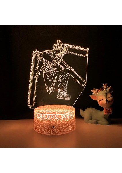 3D LED Lamba Anime Testere Adam Yatak Odası Dekorasyon Gece Lambası Çocuklar Için Doğum Günü Hediyesi Manga Testere Adam LED Gece Lambası Başucu (Yurt Dışından)