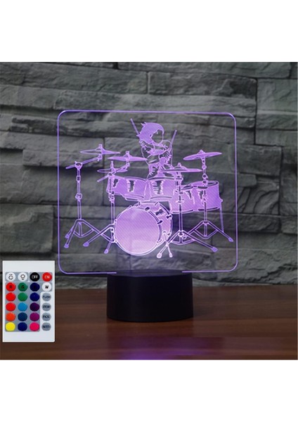 Çocuklar Için Gece Lambası 3D Davul Kiti LED Lamba Uzaktan Kumandalı 16 Renk Değiştirme Noel Doğum Günü Hediyesi Çocuk Için (Yurt Dışından)