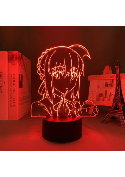 LED Işık Anime Fate Saber Çocuklar Için Yatak Odası Dekorasyon Nightlight Çocuk Doğum Günü Hediyesi Odası Dekor 3D Lamba Manga Fate Saber (Yurt Dışından)