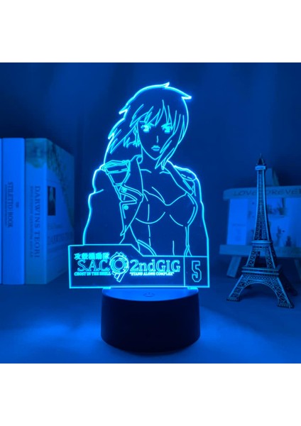 Anime Ghost In The Shell Figure 3D Night Light For Kids Fans, Uzaktan Kumanda ile Değişen 16 Renk, Çocuk Odası Dekoru, Figure Manga Illusion LED Oyuncak Lamba Kız Erkek Noel Hediyeleri (Yurt Dışından)