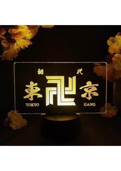 Tokyo Revengen Anime 3D Erkek Için Gece Lambası 16 Renk Kız Odası Dekor Illusion LED Lamba USB Manga Mikey Şekil Uygun Çocuklar Hayranlar Noel Hediyeleri (Siyah Lamba) (Yurt Dışından)