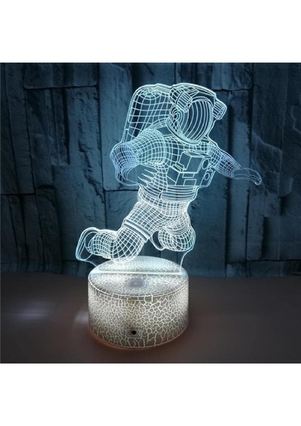 Akrilik 3D Lamba Illusion Yaratıcı Astronot LED Nightlight Çocuk Çocuk Yatak Odası Uyku Işıkları Ev Dekorasyonu Için Hediye Masa Lambası, B-16 Renkli Uzaktan Kumandalı (Yurt Dışından)