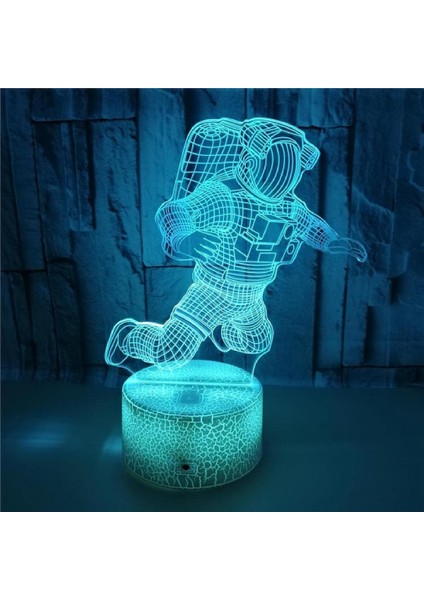 Akrilik 3D Lamba Illusion Yaratıcı Astronot LED Nightlight Çocuk Çocuk Yatak Odası Uyku Işıkları Ev Dekorasyonu Için Hediye Masa Lambası, B-16 Renkli Uzaktan Kumandalı (Yurt Dışından)