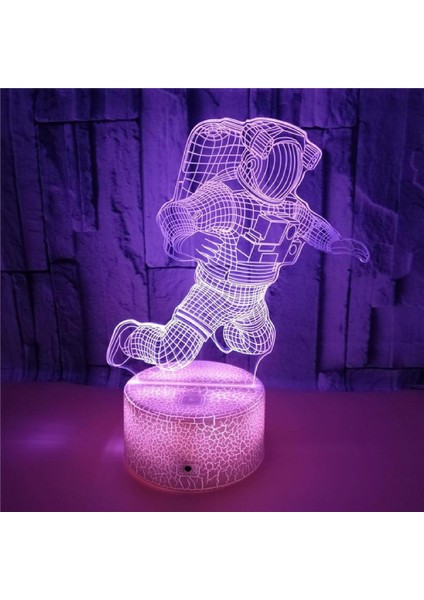 Akrilik 3D Lamba Illusion Yaratıcı Astronot LED Nightlight Çocuk Çocuk Yatak Odası Uyku Işıkları Ev Dekorasyonu Için Hediye Masa Lambası, B-16 Renkli Uzaktan Kumandalı (Yurt Dışından)